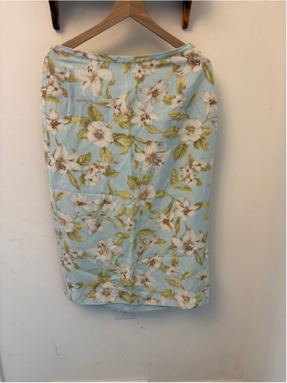 David Brooks Vintage Light Blue Floral Pencil Skirt Size 10